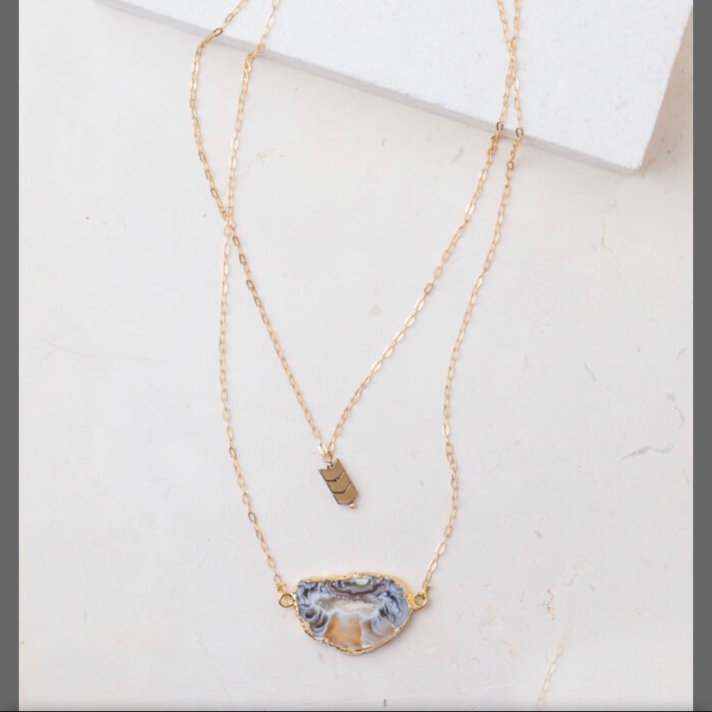 Black crystal and gold necklace